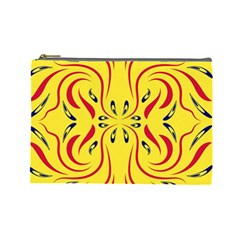 Floral Folk Damask Pattern  Cosmetic Bag (large) by Eskimos