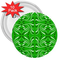 Floral folk damask pattern  3  Buttons (10 pack) 