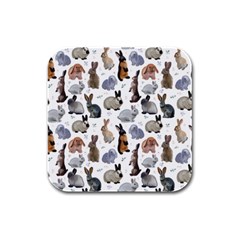 Funny Bunny Rubber Square Coaster (4 Pack) by SychEva