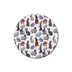 Funny Bunny Rubber Round Coaster (4 Pack) by SychEva