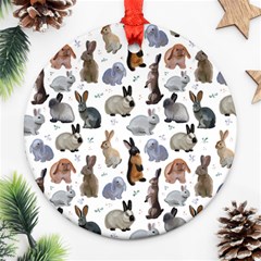 Funny Bunny Round Ornament (two Sides)