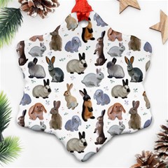 Funny Bunny Snowflake Ornament (two Sides) by SychEva