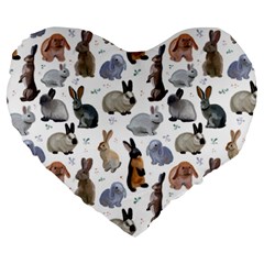 Funny Bunny Large 19  Premium Heart Shape Cushions by SychEva