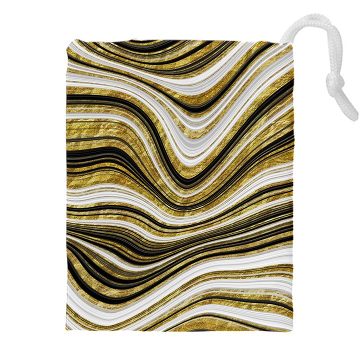 Gold Glitter Marble Background 2 Drawstring Pouch (5XL)