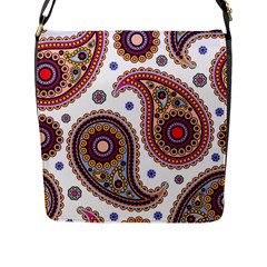 Paisley Pattern Flap Closure Messenger Bag (l) by befabulous