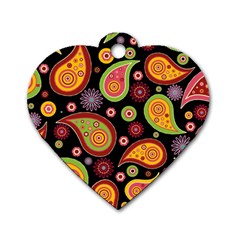 Paisley Pattern Design Dog Tag Heart (one Side) by befabulous