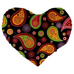 Paisley Pattern Design Large 19  Premium Heart Shape Cushions