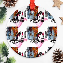 Fashion Faces Round Ornament (two Sides) by Sparkle