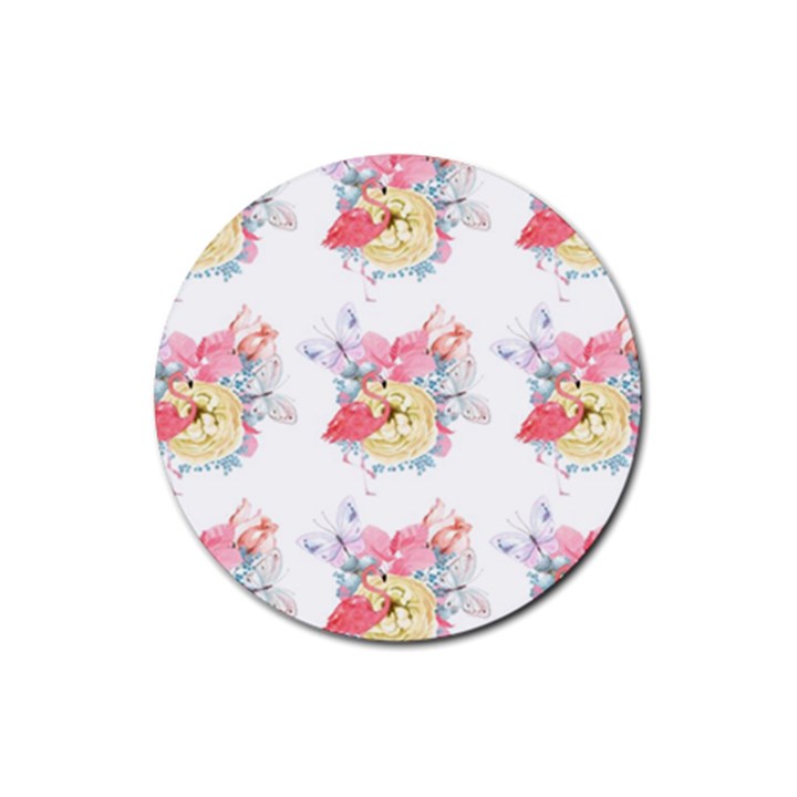 Flamingos Rubber Round Coaster (4 pack)