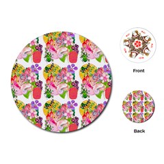 Flowers Pattern Playing Cards Single Design (round) by Sparkle