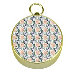 Flowers Pattern Gold Compasses by Sparkle