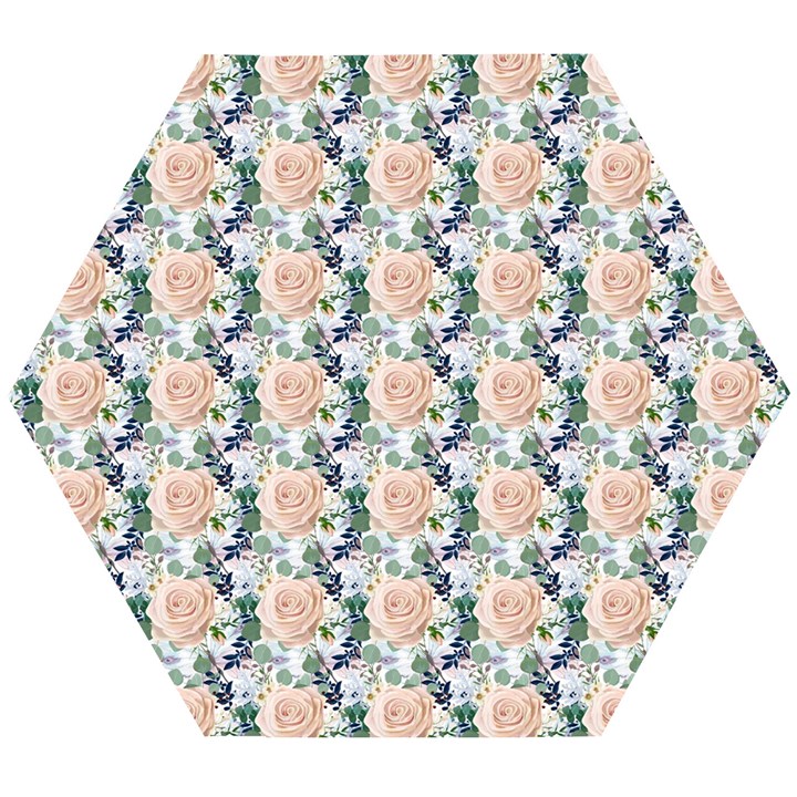 Flowers Pattern Wooden Puzzle Hexagon