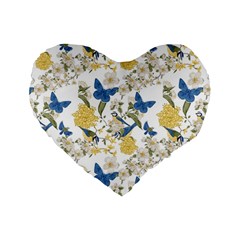 Birds Standard 16  Premium Flano Heart Shape Cushions by Sparkle