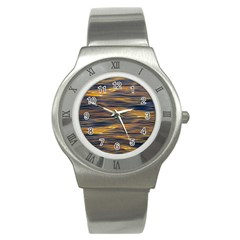 Sunset Waves Pattern Print Stainless Steel Watch by dflcprintsclothing