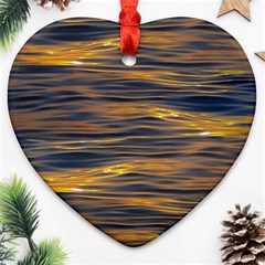 Sunset Waves Pattern Print Heart Ornament (two Sides) by dflcprintsclothing