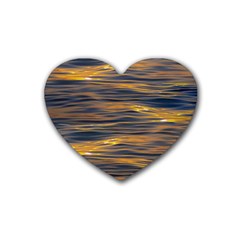 Sunset Waves Pattern Print Rubber Coaster (heart)