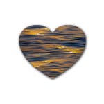 Sunset Waves Pattern Print Rubber Coaster (Heart) Front