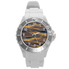 Sunset Waves Pattern Print Round Plastic Sport Watch (l) by dflcprintsclothing