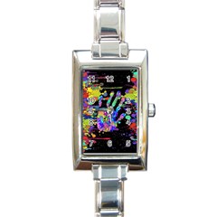 Crazy Multicolored Each Other Running Splashes Hand 1 Rectangle Italian Charm Watch by EDDArt