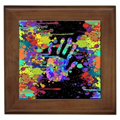 Crazy Multicolored Each Other Running Splashes Hand 1 Framed Tile by EDDArt