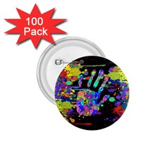 Crazy Multicolored Each Other Running Splashes Hand 1 1 75  Buttons (100 Pack)  by EDDArt