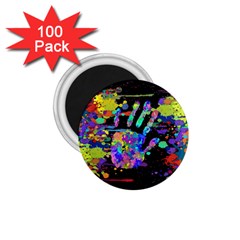 Crazy Multicolored Each Other Running Splashes Hand 1 1 75  Magnets (100 Pack)  by EDDArt