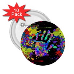 Crazy Multicolored Each Other Running Splashes Hand 1 2 25  Buttons (10 Pack)  by EDDArt