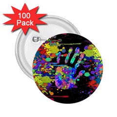 Crazy Multicolored Each Other Running Splashes Hand 1 2 25  Buttons (100 Pack)  by EDDArt