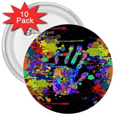 Crazy Multicolored Each Other Running Splashes Hand 1 3  Buttons (10 Pack)  by EDDArt