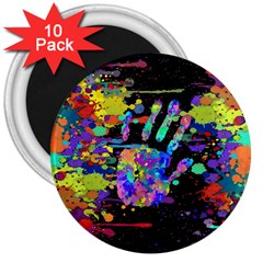 Crazy Multicolored Each Other Running Splashes Hand 1 3  Magnets (10 Pack)  by EDDArt