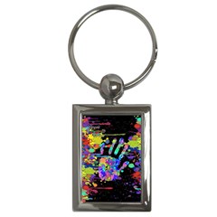 Crazy Multicolored Each Other Running Splashes Hand 1 Key Chain (rectangle) by EDDArt