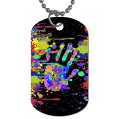 Crazy Multicolored Each Other Running Splashes Hand 1 Dog Tag (one Side) by EDDArt