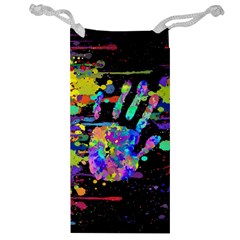 Crazy Multicolored Each Other Running Splashes Hand 1 Jewelry Bag by EDDArt