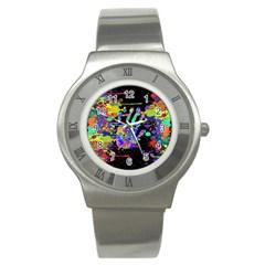 Crazy Multicolored Each Other Running Splashes Hand 1 Stainless Steel Watch by EDDArt