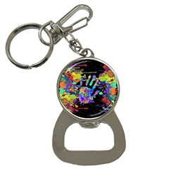 Crazy Multicolored Each Other Running Splashes Hand 1 Bottle Opener Key Chain by EDDArt