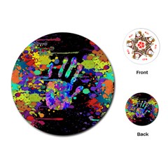 Crazy Multicolored Each Other Running Splashes Hand 1 Playing Cards Single Design (round)