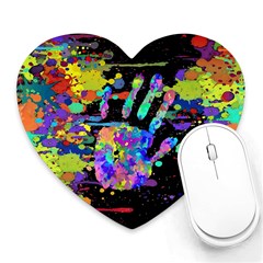 Crazy Multicolored Each Other Running Splashes Hand 1 Heart Mousepads by EDDArt