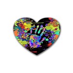 Crazy Multicolored Each Other Running Splashes Hand 1 Rubber Heart Coaster (4 pack) Front