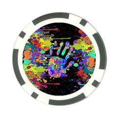 Crazy Multicolored Each Other Running Splashes Hand 1 Poker Chip Card Guard by EDDArt