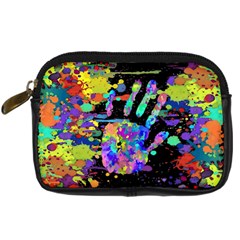 Crazy Multicolored Each Other Running Splashes Hand 1 Digital Camera Leather Case by EDDArt