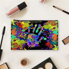 Crazy Multicolored Each Other Running Splashes Hand 1 Cosmetic Bag (medium) by EDDArt