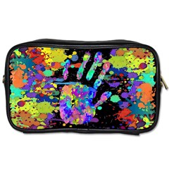 Crazy Multicolored Each Other Running Splashes Hand 1 Toiletries Bag (two Sides) by EDDArt