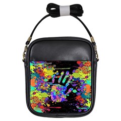 Crazy Multicolored Each Other Running Splashes Hand 1 Girls Sling Bag by EDDArt