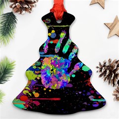 Crazy Multicolored Each Other Running Splashes Hand 1 Ornament (christmas Tree) 