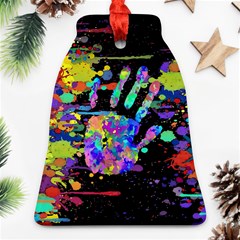 Crazy Multicolored Each Other Running Splashes Hand 1 Ornament (bell)