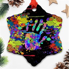 Crazy Multicolored Each Other Running Splashes Hand 1 Snowflake Ornament (two Sides)