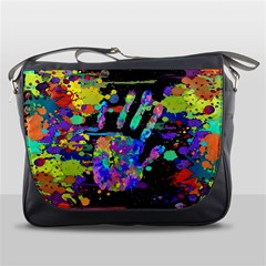 Crazy Multicolored Each Other Running Splashes Hand 1 Messenger Bag by EDDArt