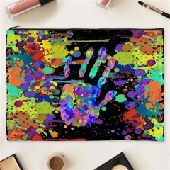 Crazy Multicolored Each Other Running Splashes Hand 1 Cosmetic Bag (xxxl) by EDDArt