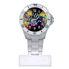 Crazy Multicolored Each Other Running Splashes Hand 1 Plastic Nurses Watch by EDDArt