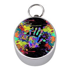 Crazy Multicolored Each Other Running Splashes Hand 1 Mini Silver Compasses by EDDArt